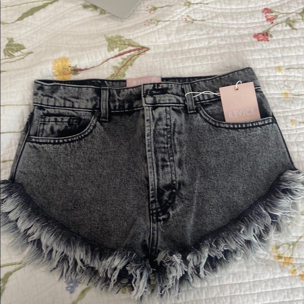 Grey/Black Denim Shorts by Revice